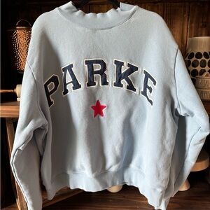 Parke Sky Blue heritage mock neck with Red Star